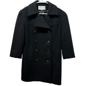 Charles Klein Women's Elegant Black Peacoat - Wool Blend